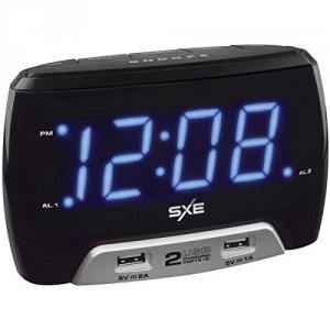 Sxe RA50783 Digital Alarm Clock With 2 Usb Fast-charging Ports Nyl8604