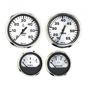 Faria KTF0182 Faria Spun Silver Box Set Of 4 Gauges Foutboard Engines 