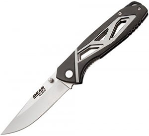 Bear 61107 Blk And Silver Alum Sideliner Knife 3-3-8in Blade