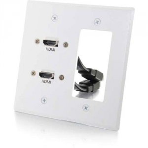 C2g 39708 Dual Hdmi Pass Through Double Gang Wall Plate With One Decor