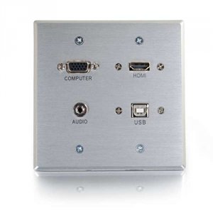 C2g 60136 Rapidrun Hdmi Double Gang Wall Plate With Vga, Stereo Audio 