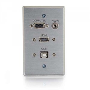 C2g 60140 Rapidrun Hdmi Single Gang Wall Plate With Vga, Stereo Audio 