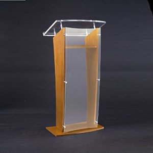 Amplivox SN350006 Wood  Clear Acrylic Floor Lectern, 28in