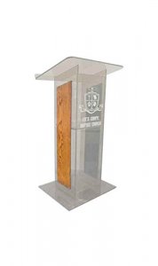 Amplivox SN354006 Clear Acrylic W Oak Panel Lectern