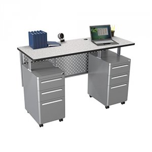 Mooreco 90449-4623-PL Double Pedestal Desk Set - 6024 Grey Nebula