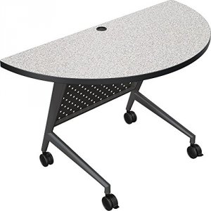 Mooreco 90278-4623-PL Half Round Trend Table - Black Frame Grey Nebula