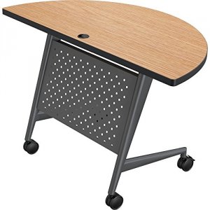 Mooreco 90278-7928-BK Half Round Trend Table - Black Frame  Oak Top