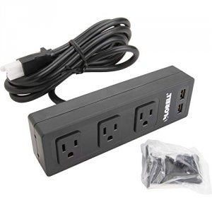 Lorell LLR33993 Durable Power Strip With 3 Ac  2 Usb Ports - Black