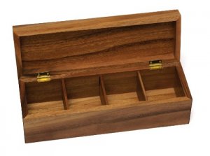 Lipper 1128 Acacia 4 Section Tea Box