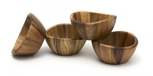 Lipper 1173-4 Acacia Set 4 Wavy Bowls