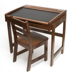 Lipper 554WN Child Chalkbd Dsk Chair Walnut