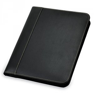 Samsill 71720 Leather Zip Padfolio Black