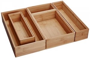 Lipper 88005 Bamboo 5pc Set Of Org. Boxes