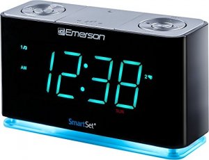 Emerson ER100301 Smartset Alarm Clock Black Slv