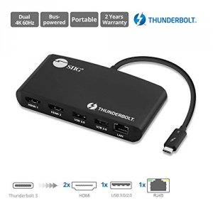 Siig JU-DK0A11-S1 Ac Ju-dk0a11-s1 Thunderbolt 3 To Dual Hdmi Video Hub