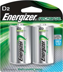 Energizer NH50BP-2 Recharge Universal Rechargeable D Batteries, 2 Pack