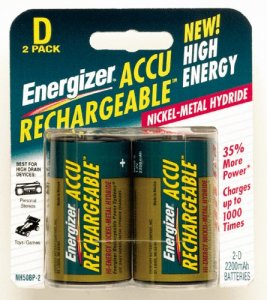 Energizer NH50BP-2 Recharge Universal Rechargeable D Batteries, 2 Pack