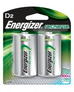 Energizer NH50BP-2 Recharge Universal Rechargeable D Batteries, 2 Pack