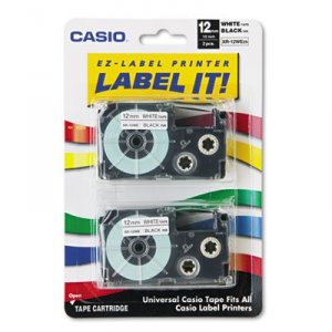 Casio XR12WE2S 2pk Label Printer Tape 12mm