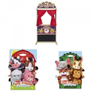 Melissa 2530 Deluxe Puppet Theater Puppets  Plush Puppets