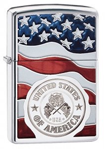 Zippo 29395 High Polish Chrome American Flag Lighter