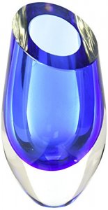 Accent 10017384 Blue Cut Glass Vase