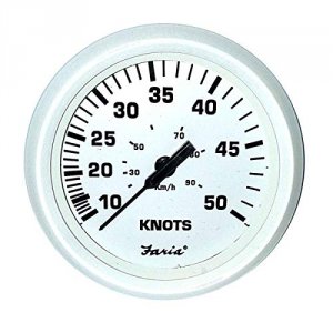 Faria 33108 Farai 4 Speedometer 50 Knot Dress White