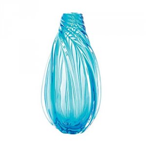 Accent 10018714 Ocean Blue Spiral Art Glass Vase