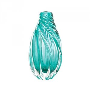 Accent 10018715 Ocean Aqua Spiral Art Glass Vase