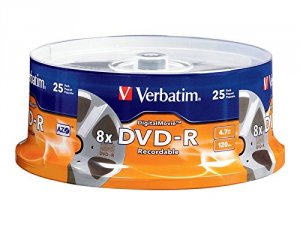 Verbatim 94866 Dvd-r, , 4.7gb, 8x, Digitalmovie Surface, 25pk Spindle,