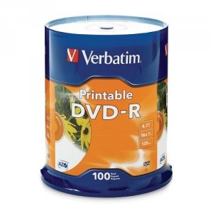 Verbatim 95153 Dvd-r 4.7gb 16x White Inkjet Printable - 100pk Spindle 