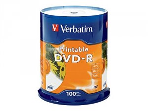 Verbatim 95153 Dvd-r 4.7gb 16x White Inkjet Printable - 100pk Spindle 