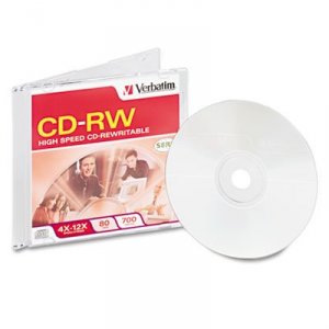 Verbatim 95161 Cd-rw, , 700mb, 4x-12x High Speed, Branded, 1pk Slim Ca