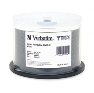 Verbatim 94906 Medidisc Dvd-r, , 4.7gb, 8x, Branded, White Inkjet Prin