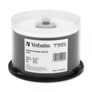 Verbatim 94906 Medidisc Dvd-r, , 4.7gb, 8x, Branded, White Inkjet Prin