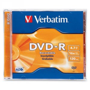 Verbatim 95051 Dvd-r, , 4.7gb, 16x, Branded, 1pk Jewel Case