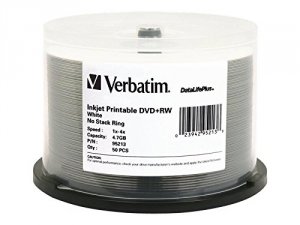 Verbatim 95213 Dvd+rw, , 4.7gb, 4x, Datalifeplus White Inkjet, 50pk Sp