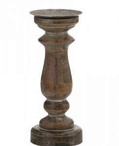 Gallery 10018672 Short Antique-style Wooden Candleholder