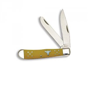 Cattlemans CC0002YD Cattleman Trapper 3.25 In Blade Yellow Delrin Hand