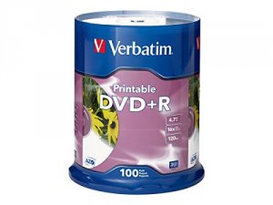 Verbatim 95145 Dvd+r 4.7gb 16x White Inkjet Printable - 100pk Spindle 