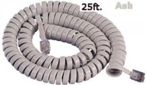 Cablesys 2500AS Telephone Handset Cord With Dark Ash Cable  25 Ft