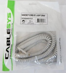 Cablesys 2500LG Telephone Handset Cord With Light Gray Cable With 1.5 