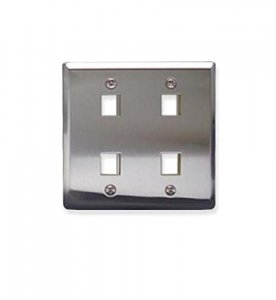 Cablesys ICC-IC107DF4SS Face Plate  Stainless Steel  2-gang  4-port