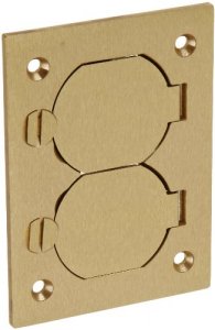 Hubbell S3825 Rectangular Floor Box Cover  Duplex Flap  Brass