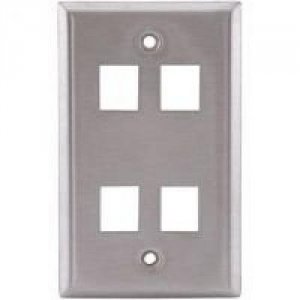 Hubbell SSF14 Face Plate  1 Gang  4 Port  Stainless Steel