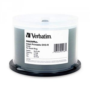 Verbatim 95186 Dvd-r, , 4.7gb, 8x, Datalifeplus Silver Inkjet, 50pk Sp