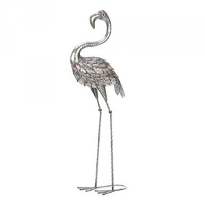 Summerfield 10018785 Standing Tall Galvanized Flamingo Statue