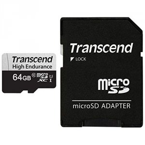 Transcend TS64GUSD350V 64gb Microsd W Adapter U1, High Endurance