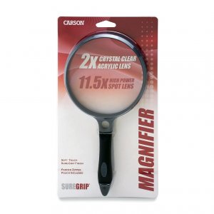 Carson SG14 5 Inch Soft-grip Magnifier 2x With 11.5x Spot Lens And Cas