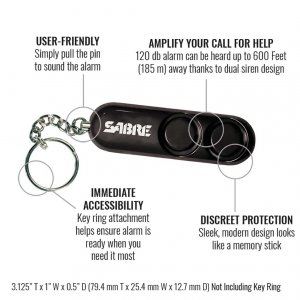 Sabre PA01 Personal Alarm With Key Ring - Black